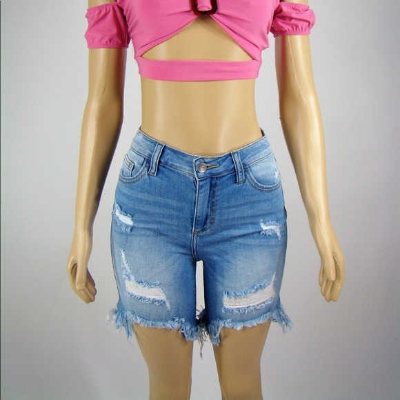 Pants - “Exquisite” Distressed Bermuda shorts
